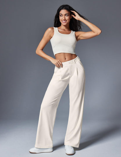 Ewedoos Wide Leg Pants Woman Stretchy Work Dress Pants Women Pull on Business Casual Slacks Trousers Fall Outfits 26"/28"