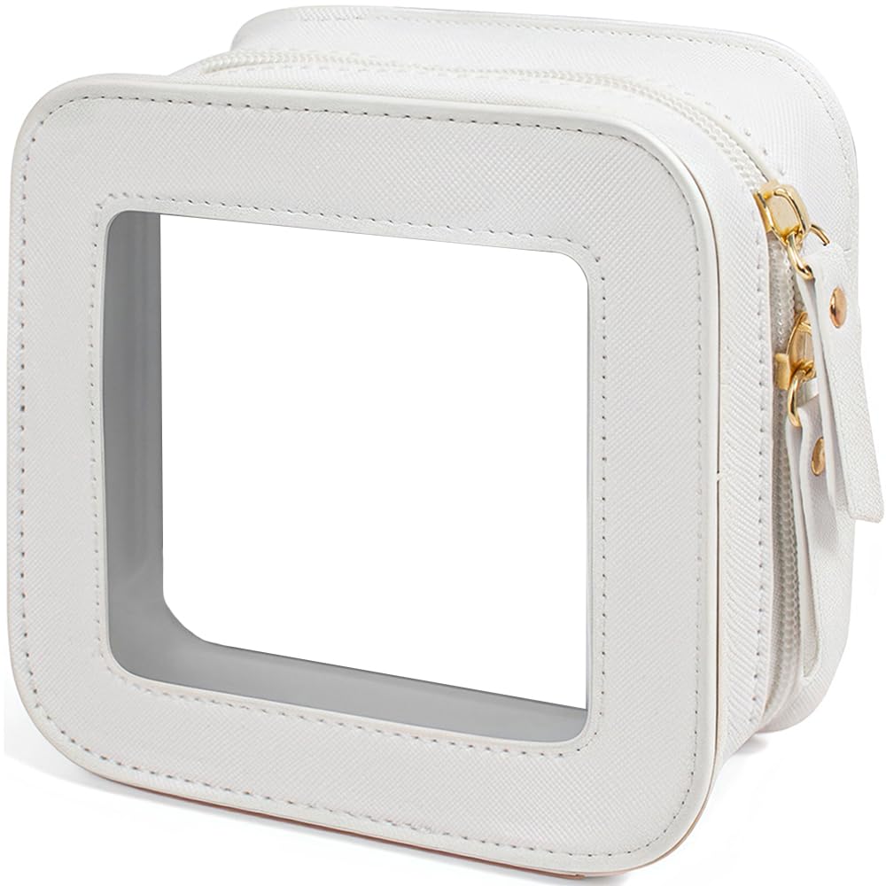 Small Clear Makeup Bag for Women, Mini Cosmetic Bag Portable Makeup Pouch Organizer with Zipper Waterproof Travel Cosmetic Case Cute Travel Toiletry Bag Car Organizer for Essentials