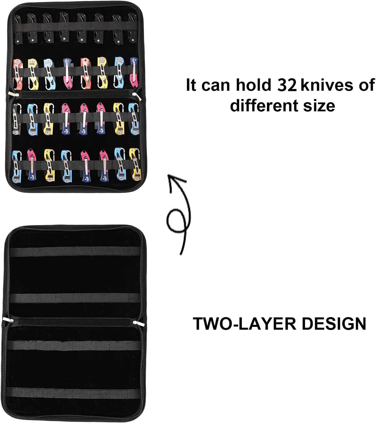 QEES Knife Case,Knife Display Case for 32 Slots Pocket Knives,Knife Organizer Folding Knife Holder,Pocket Knife Storage Collection Box for Men Survival,Outdoor, Kitchen, EDC Mini Knife.
