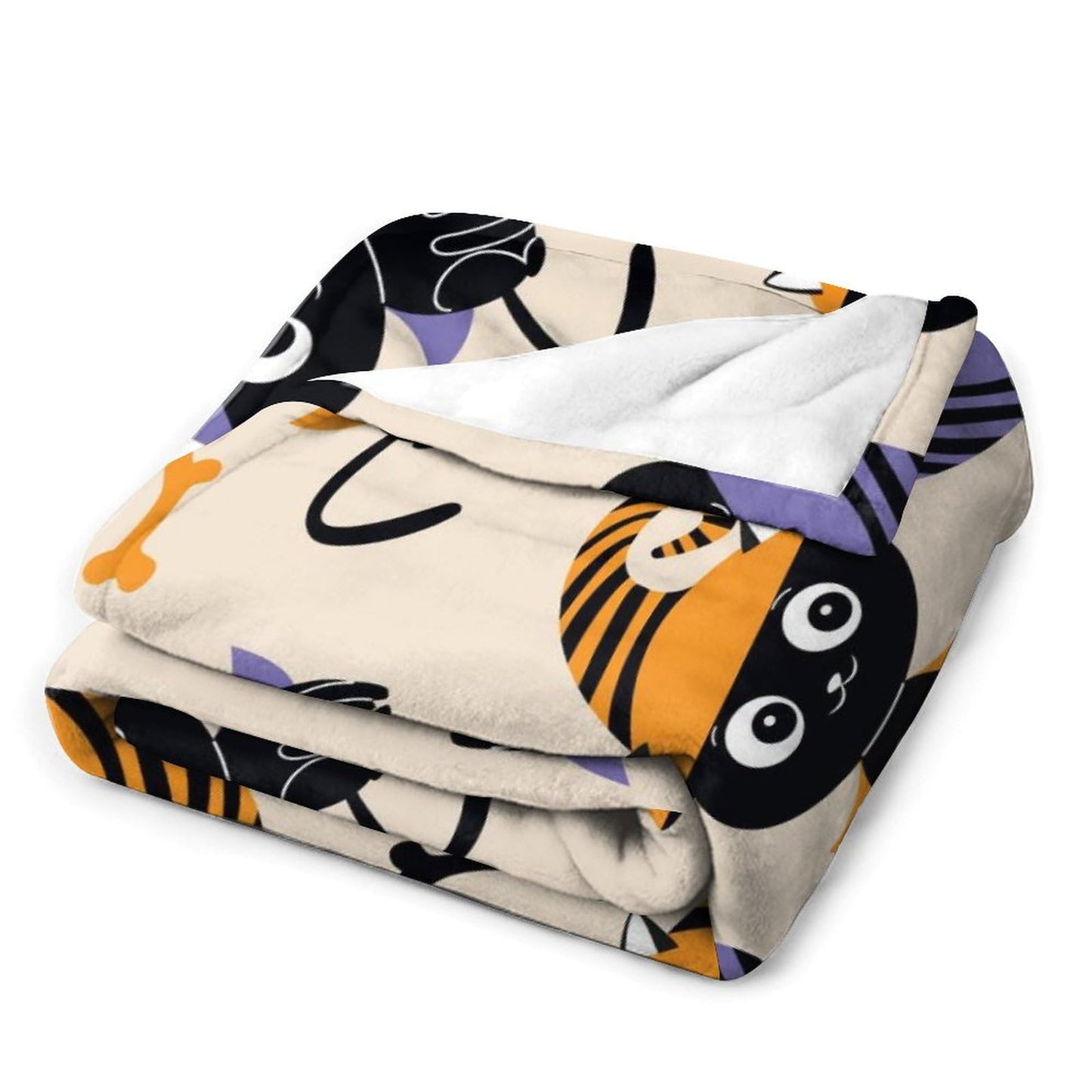 All Saints' Day Printed Blanket Super Soft Flannel Fleece Cozy Blankets for Bed,Sofa,Couch,Gifts for Women Men,Camping and Travel Warm Fuzzy Blanket for All Season (Cat, 50" x60)