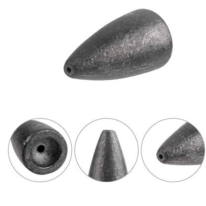 FCFKUK 50Pcs Bullet Lead Fishing Sinkers Weights Kit with Gray Sinkers in 6 Sizes