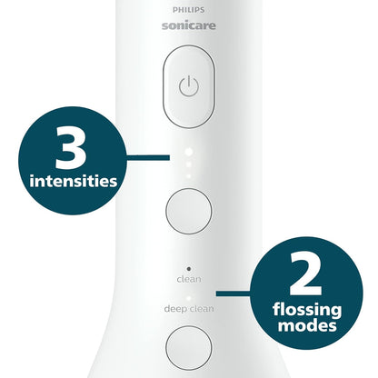 Philips Sonicare Cordless Power Flosser 3000, Water Flosser with Innovative Quad Stream Technology, Oral Irrigator with 2 Flossing Modes and 3 Intensity Levels, Ergonomic Design, White, HX3806/21