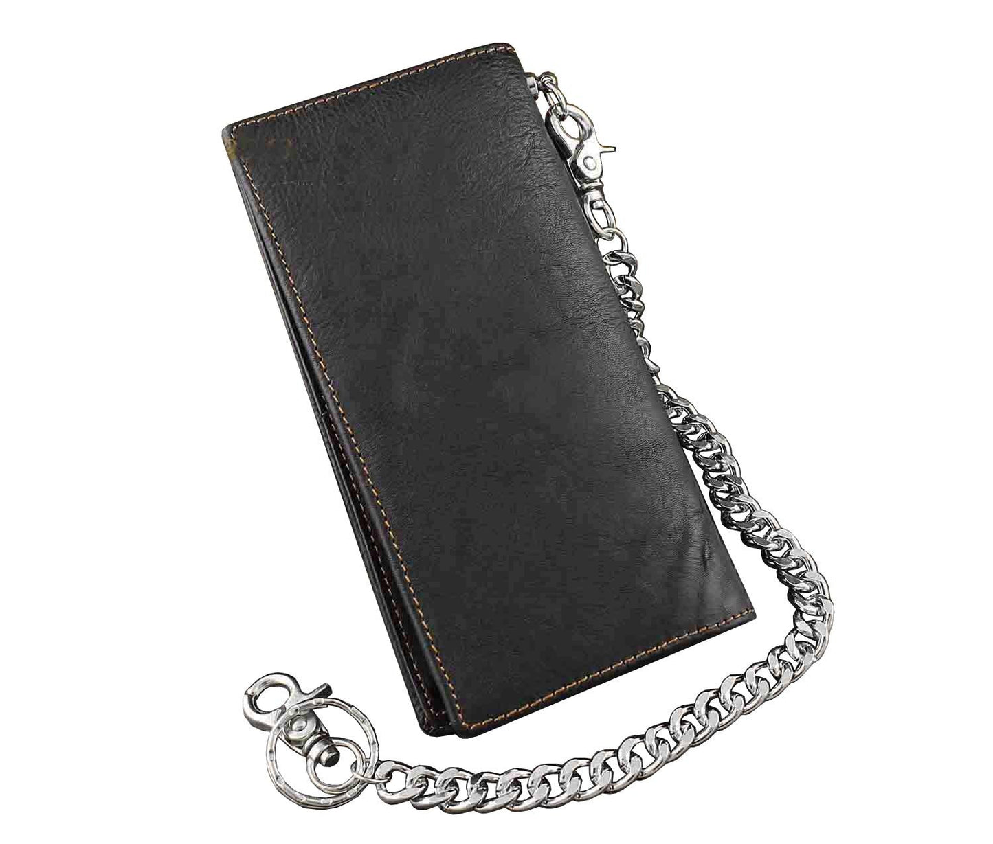 vogueteen Biker Rock Star Concho Mens Card Money Long Black Real Leahter Wallet With Chain