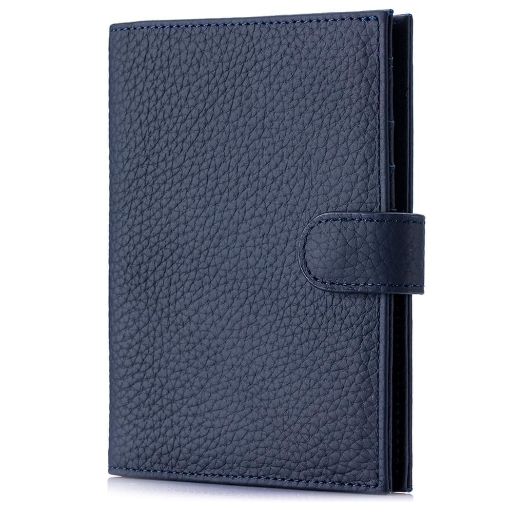 LnxLtw RFID Leather Passport Holder for Travel Women & Men – Slim Passport Wallet for Womens with Card Slots, Zippered Coins Pocket and Cash Holder Mother's Day Gift (Sapphire Blue)