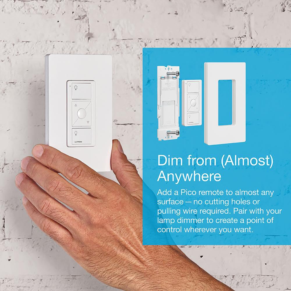 Lutron Caseta Plug-In Smart Lamp Dimmer Switch (Lutron Hub Required), Smart Light Switch Dimmer for Floor & Table Lamps, LED Lights, White (PD-3PCL-WH)