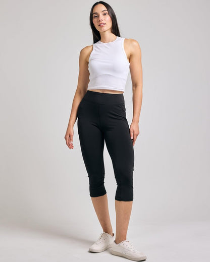 Real Essentials 4 Pack: Women's Capri Leggings with Pockets Casual Yoga Workout Exercise Pants (Available in Plus Size)