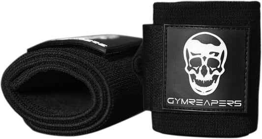 Gymreapers Wrist Wraps Weightlifting - Stiff Heavy Duty 18" Wraps with Thick Thumb Loop for Powerlifting, Bodybuilding, Cross Training, & Heavy Presses (Black - 18")