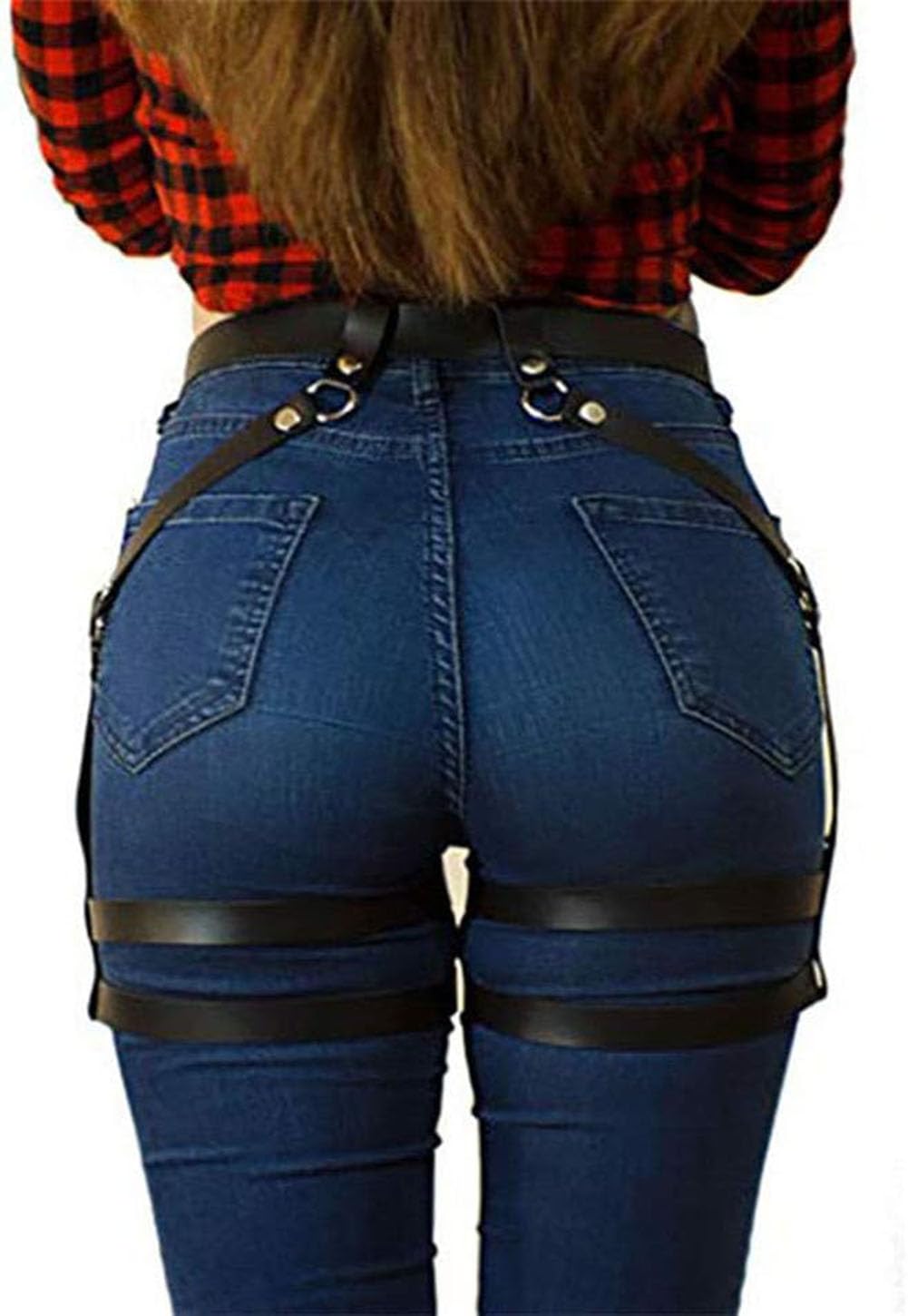 Women Leather Body Chain Thigh Harness Adjustable Punk Caged Waist Belts Leg Garters Rave Club Party