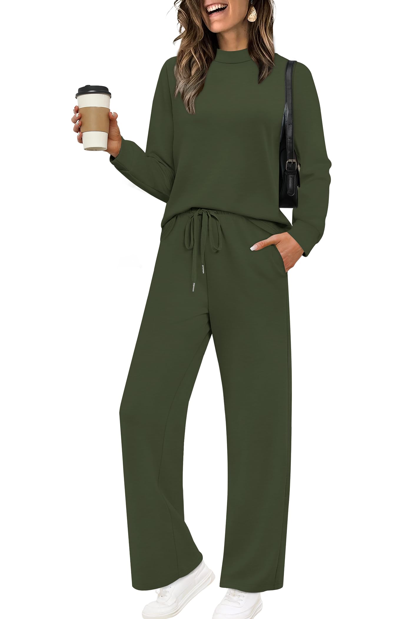 Sampeel Two Piece Sets for Women Mock Neck Matching Sets Loungewear Fall Clothes Travel Outfits Fashion 2025 XS-2XL