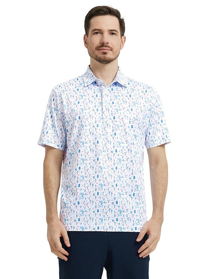 DTWOOO Men's Golf Shirts Short Sleeve Print Performance Moisture Wicking Dry Fit Golf Polo Shirts for Men