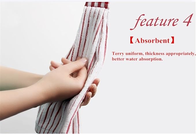 2 Pcs Kitchen Cotton Classical Striped Towel/Absorbent Towel/Hanging
