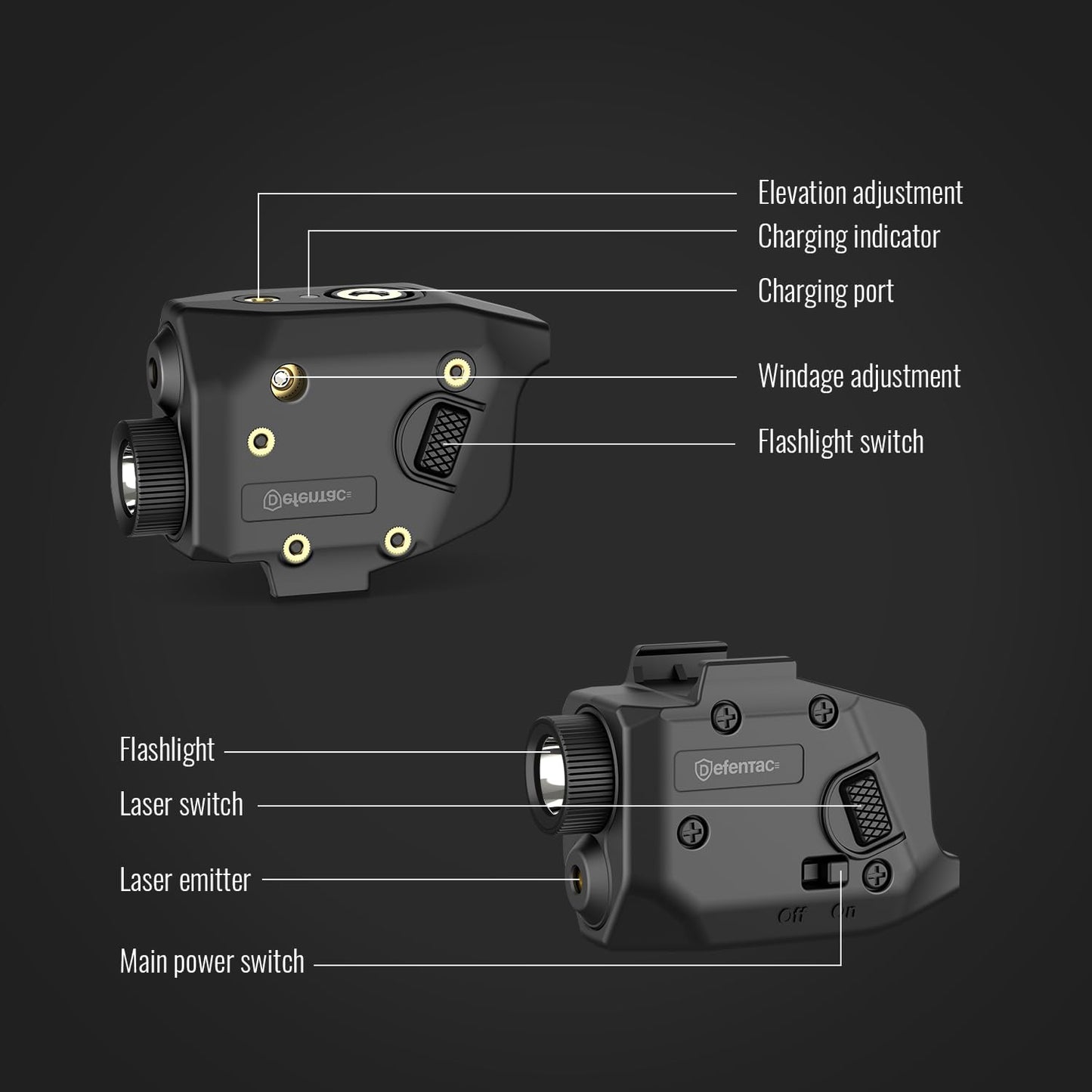 Defentac 350 Lumens Pistol Light and Green Laser Sight Combo