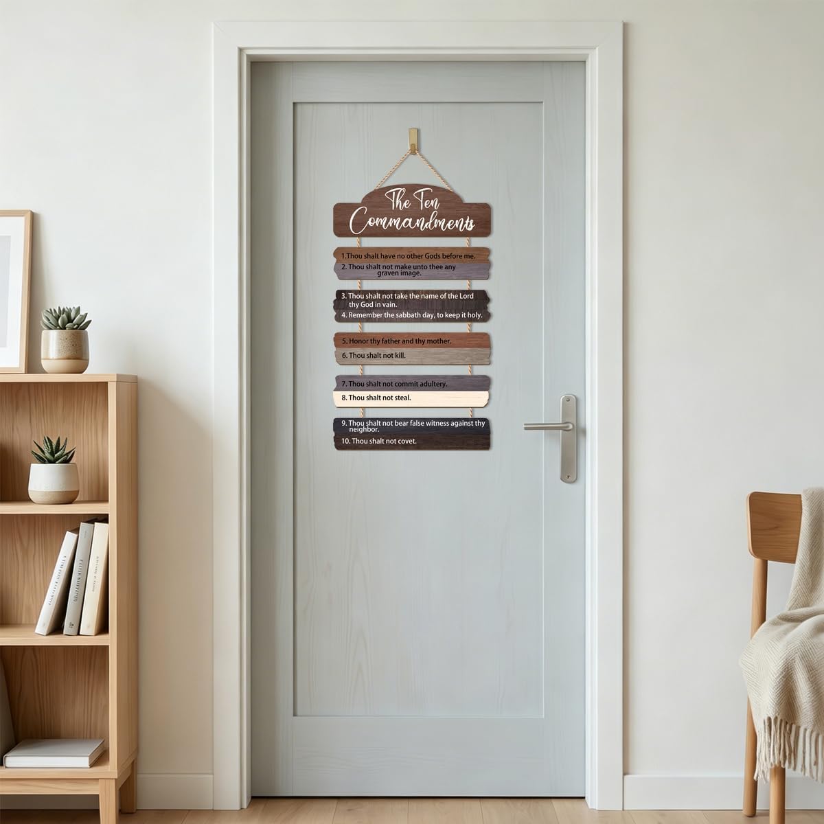 IARTTOP The Ten Commandments Wall Art Sign Rustic Christian Scripture Hanging Plaques Religious Bible Verse Front Door Decor for Home Church Christian Gifts