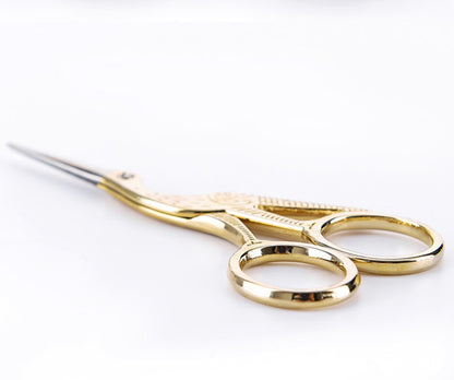 BIHRTC 4.5" Stainless Steel Sharp Tip Classic Stork Scissors Crane Design Sewing DIY Tools Dressmaker Shears Scissors for Embroidery, Craft, Needle Work, Art Work & Everyday Use (Gold)