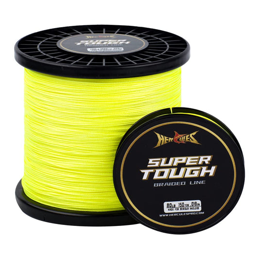 HERCULES Super Tough Braided Fishing Line 40 pounds Test Hi-Vis Yellow 40LB (150 Yards) - 8 Strands