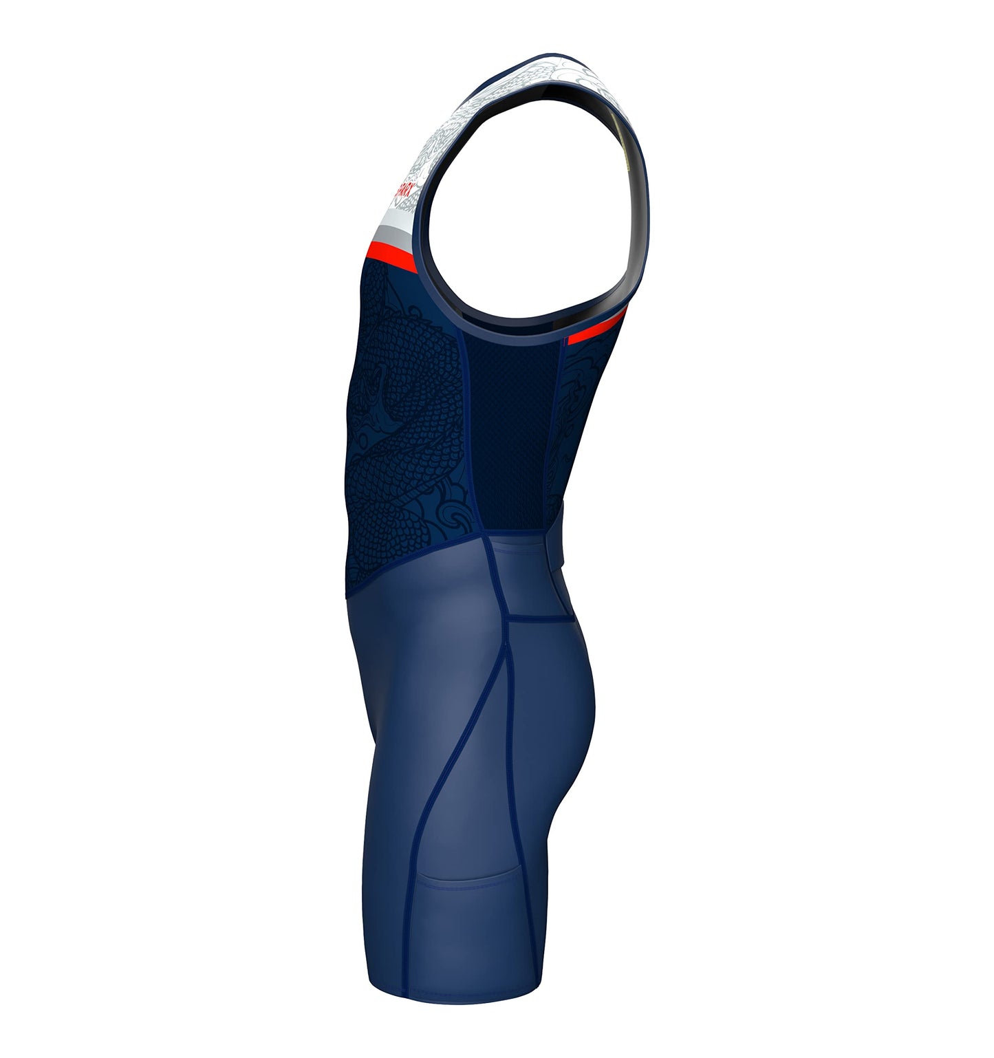 Sparx Men's Premium Triathlon Suit – Padded, Quick-Dry, Compression Fit, Lightweight Tri Suit for Swim, Bike, Run Race & Training (Medium, Navy Dragon)