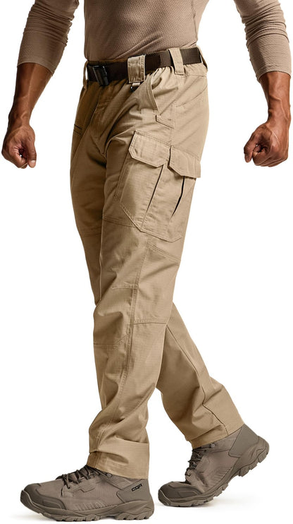 CQR Men's Tactical Pants, Water Resistant Ripstop Cargo Pants, Lightweight EDC Work Hiking Pants, Outdoor Apparel, Raider Mag Pocket Khaki, 36W x 34L