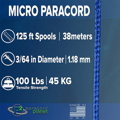 Paracord Planet Micro Paracord – Thin Braided Cord for Crafting, Fishing, and DIY Projects in 125 ft Spools – Raspberry Red
