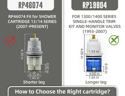 RP46074 Compatible with Delta 13/14 Series Bath Tub Shower Faucet Single Handle Universal MultiChoice Rough-in Valve Monitor Cartridge Repair Assembly Plumbing Parts