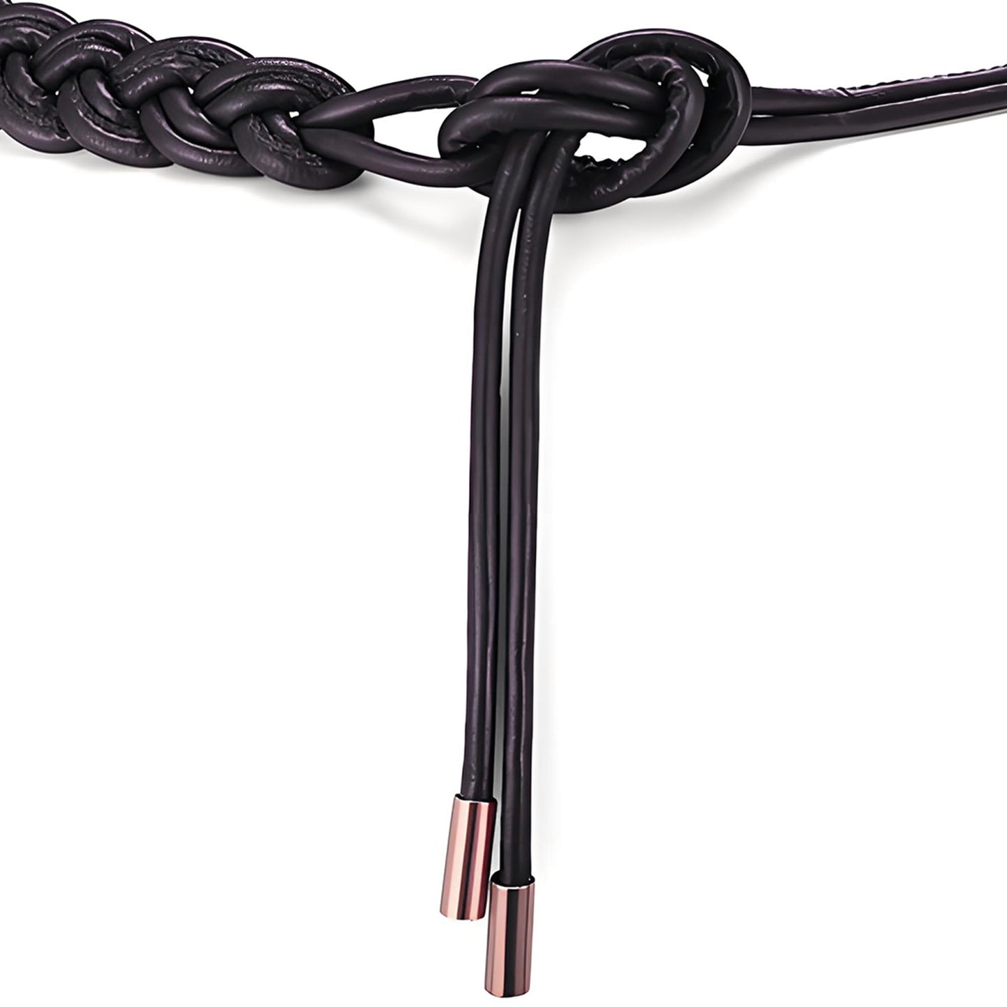 CHIC DIARY Women Braided PU Leather Rope Belt Adjustable Thin Waist Belt Boho Waist Wrap for Dresses