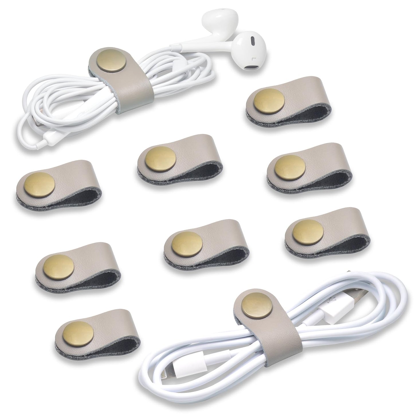 CAILLU Cord Organizer,Cord Keeper,Cable Organizer USB Holder,Cable Management,Cable Straps,Earbud case,wrap Headset Winder,Phone Earphone Clips Ties (gray Cord Organizer)