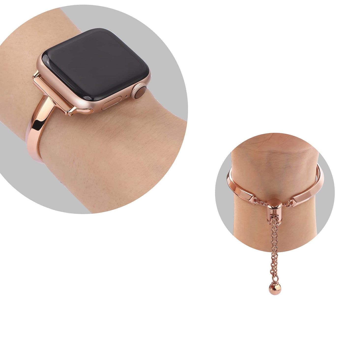 PlusRoc Stainless Steel Band Compatible with Apple Watch Band 38mm 40mm 41mm 42mm(Series 11/10) iWatch SE Series 11 10 9 8 7 6 5 4 3 2 1, Slim Versatile Bangle Bracelet for Women, Copper