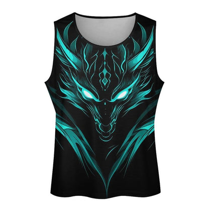 Bodybuilding Tank Tops for Men Dragon Print Crewneck Pullover Loose Fit Sleeveless Shirts Gym Yoga Summer Beach Breathable Lightweight Quick Dry Muscle Cotton Casual Stringer Shirts,S