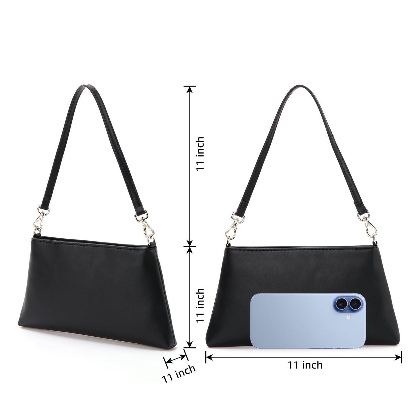 Valleycomfy Women Clutch Purses Ladies Pu Leather Evening Bag Shoulder Bag Handbag for Party/Wedding/Cocktail/Prom/Club, Black