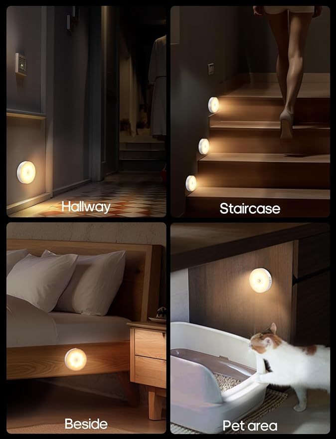 Led Under Cabinet Lights, Motion Sensor Rechargeable Light, 1000mAh Puck Lights with IR Remote, Under Counter Lights for Kitchen,cabinets,Closet,Stairs Indoor