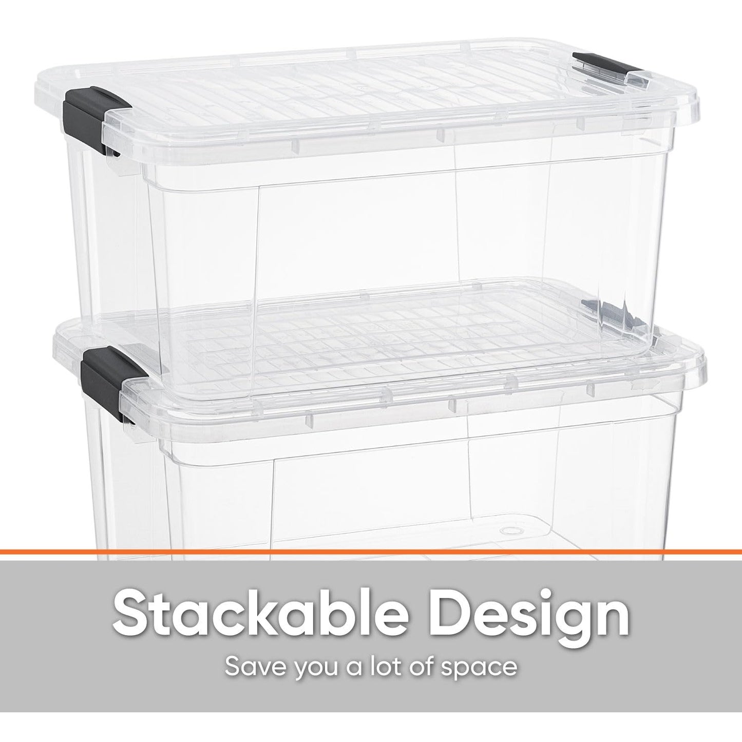 Superio Clear Plastic Storage Bin with Lid, 1.75 Qt, Non-Toxic, BPA Free, Odor Free, Organizer Storage Box, Stackable Plastic Tote for Home, Garage, School, and Office, X-Small