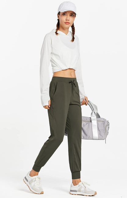 Libin Women's Joggers Pants Athletic Sweatpants with Pockets Running Tapered Casual Pants for Workout,Lounge, Olive Green S
