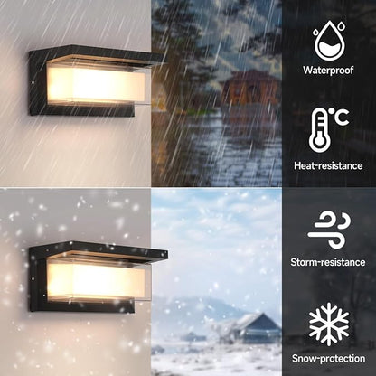 Exterior Wall Lighting,15%-100% Dimmable Indoor Wall Light Fixtures,3000K/4000K/6500K Adjustable,24W Outdoor Porch Light,Waterproof Outdoor Modern Wall Sconce Lights,2160LM Indoor Wall Sconce 4 Pack