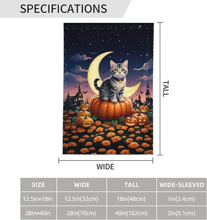 Halloween Cute Cat Pumpkin Garden Flag for Fall Festival Porch Patio Farmhouse Outdoor Yard Decoration Vertical Double Sided Burlap 12.5 x 18 Inch