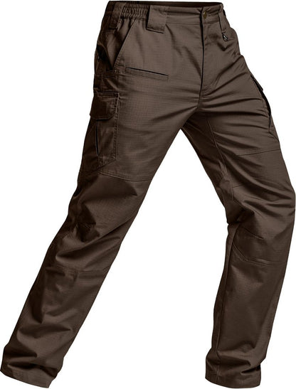 CQR Men's Tactical Pants, Water Resistant Ripstop Cargo Pants, Lightweight EDC Work Hiking Pants, Outdoor Apparel, Raider Mag Pocket Dark Brown, 36W x 32L