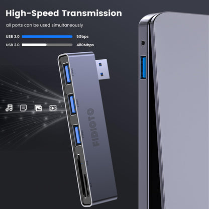 Fidioto USB Hub, 4-Port USB Splitter(1 * 3.0 Hub, 3 * 2.0 Hub) USB Splitter USB Expander for Laptop,Windows PC,Mac,Printer,Flash Drive,Mobile HDD, Notebook PC