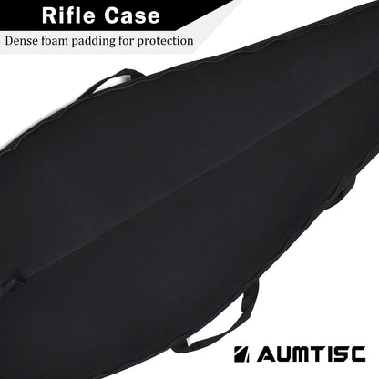AUMTISC Soft Rifle Case 41/45/49 Padded Shotgun Gun Bag for Storage Scoped Rifles with Zippered Pocket, Detachable Shoulder Sling (Black-44''-Fits Rifles Up To 41'')
