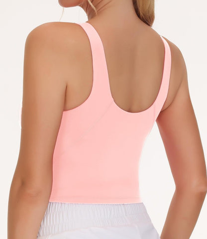 THE GYM PEOPLE Women's Sports Bra Sleeveless Workout Tank Tops Running Yoga Cropped Tops with Removable Padded Pink