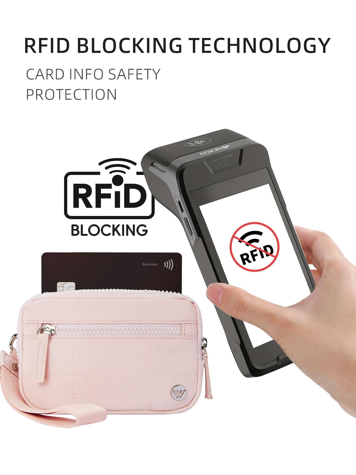 WESTBRONCO Wristlet Wallets for Women – RFID Blocking Quilted Nylon Phone Wallet Clutch, Zip Around Card Holder Purse for Travel & Everyday Use