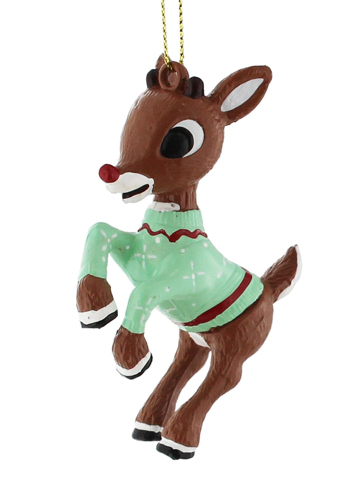Kurt S. Adler Rudolph The Red-Nosed Reindeer in Ugly Sweater Christmas Holiday Ornament Gift Boxed (One Size, Green)
