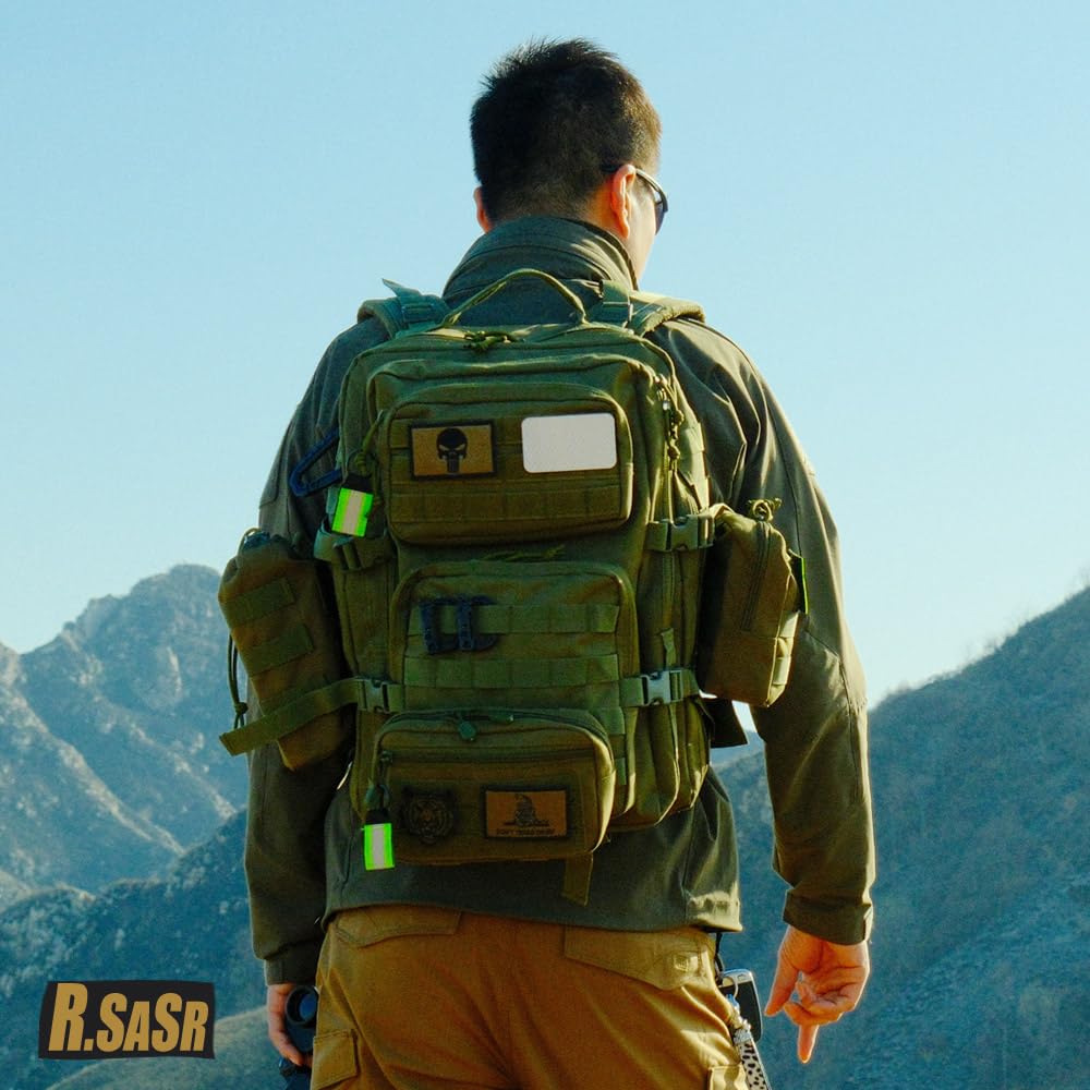 4 Pack Tactical Pouches, Molle Pouches for Backpacks, Molle Water Bottle Pouch, Backpack Attachments (Green)