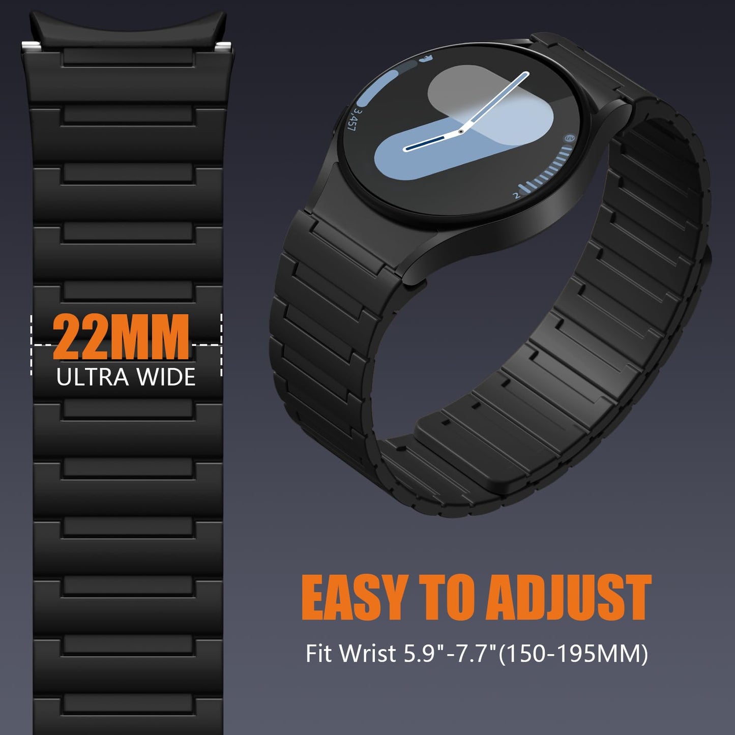SNBLK Magnetic Band Compatible with Galaxy Watch 7 Band 6 5 4 FE 40mm 44mm/Galaxy Watch 5 Pro 45mm/6 4 Classic, No Gap 20mm Magnet Silicone Sport Strap for Samsung Watch Bands Men Women