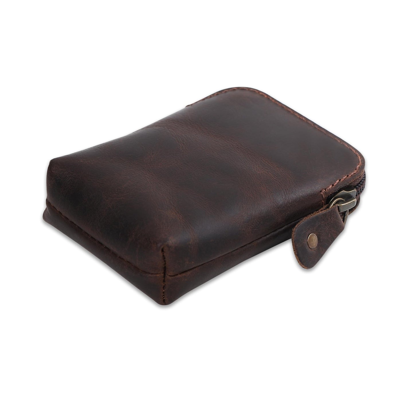 CestAntiQ Premium Full-Grain Leather Playing Card Case Zippered Card Deck Holder for Poker and Bridge Travel Accessory Secure Multi-Purpose Wallet Leather Cards Holder Brown