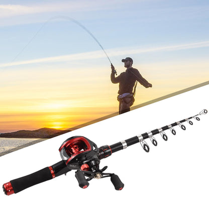 Lixada Fishing Rod and Reel Combo with Fishing Lures for Adult, 6.89ft/2.1m Telescopic Fishing Rod with Baitcasting Reel 18+1BB Right/Left Hand Portable Fishing Kits Complete for Fishing Trip