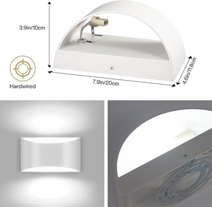 4 Pack Wall Sconces Indoor White Modern LED Wall Sconce Hardwired Up and Down Wall Light Fixture for Bedroom Hallway Corridor Cool White 6000K(with G9 Bulbs)