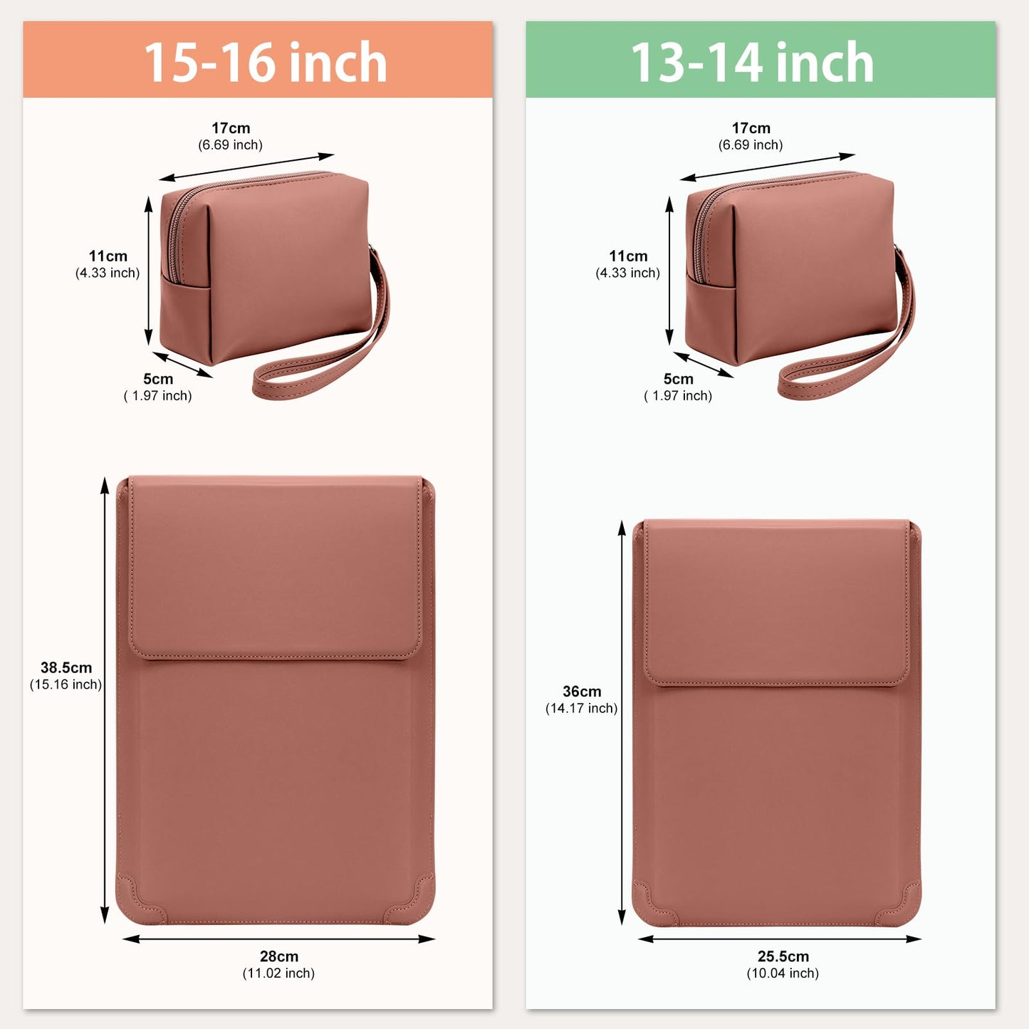 RoYiio 13-13.3-14 Inch Laptop Sleeve Case with Stand Feature Cover PU Leather Slim Bag for MacBook Pro 14" M5/M4/M3/M2/M1 & Pro/Max, MacBook Pro 13" M2/M1, MacBook Air 13" M5/M4/M3/M2/M1 (Dark Pink)
