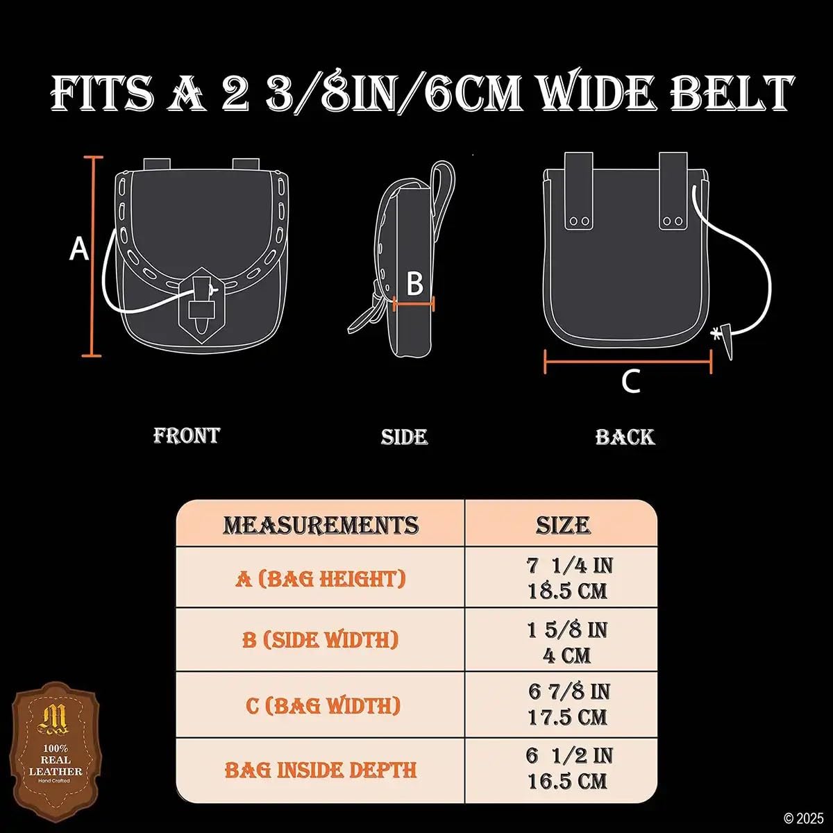 Mythrojan Leather Belt Pouch Medieval Original Leather Bag Costume Accessories Pouch Viking Belt Coin Bag (Leather Pouch, Black)