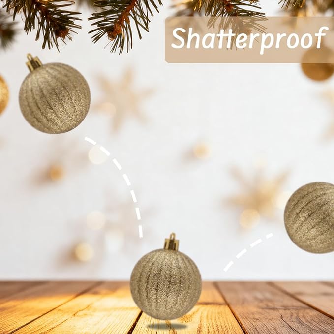 50ct Christmas Balls Ornaments for Xmas Tree, Gold Shatterproof Christmas Tree Decorations Hanging Ball for Holiday Party Decor(1.57"-2.36")