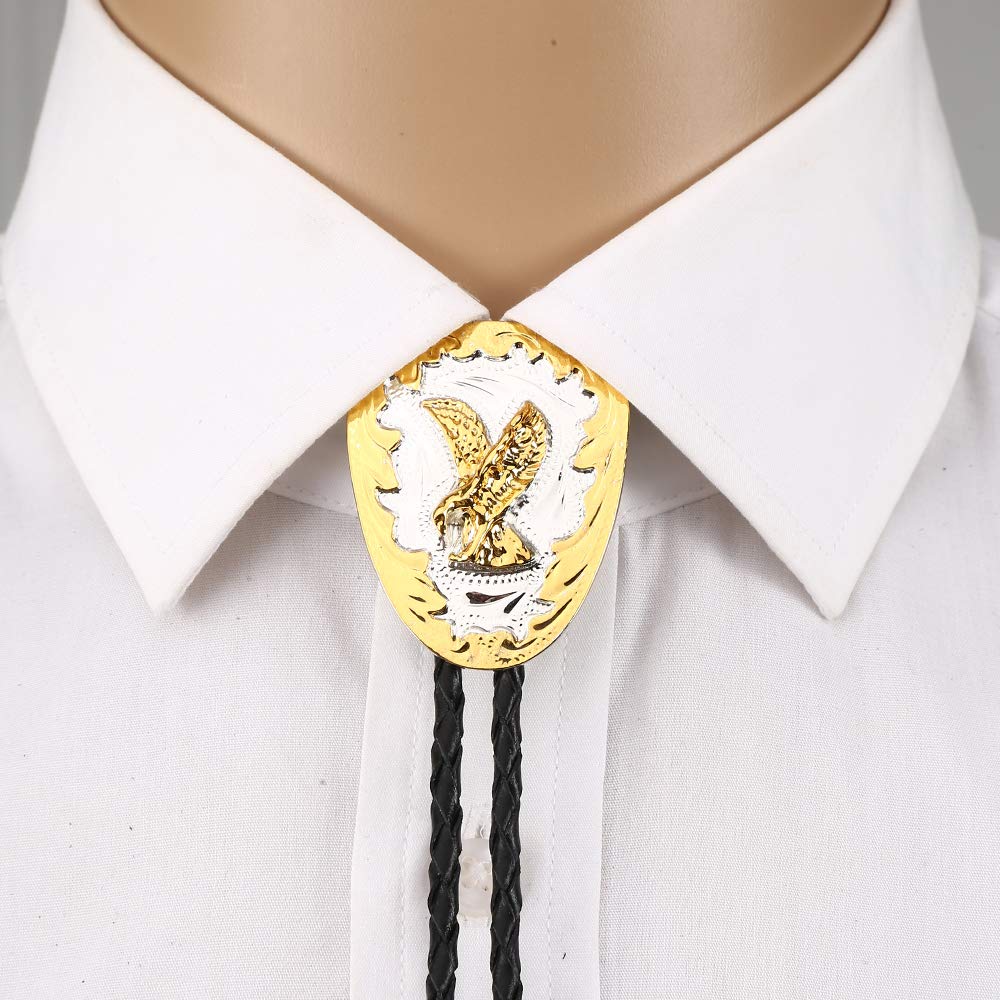 HUABOLA CALYN Bolo Tie for Men American Western Cowboy Golden Flying Eagle Bolo tie