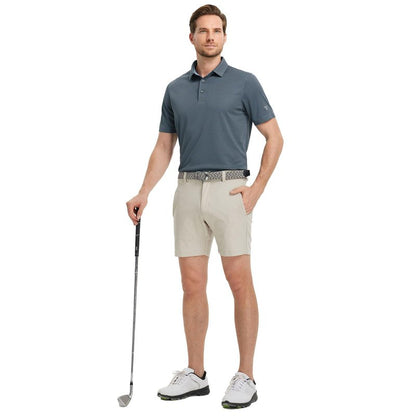 M MAELREG Mens Golf Shirts Moisture Wicking Performance Business Casual Collared Golf Shirts for Men Dry Fit Black/Blue