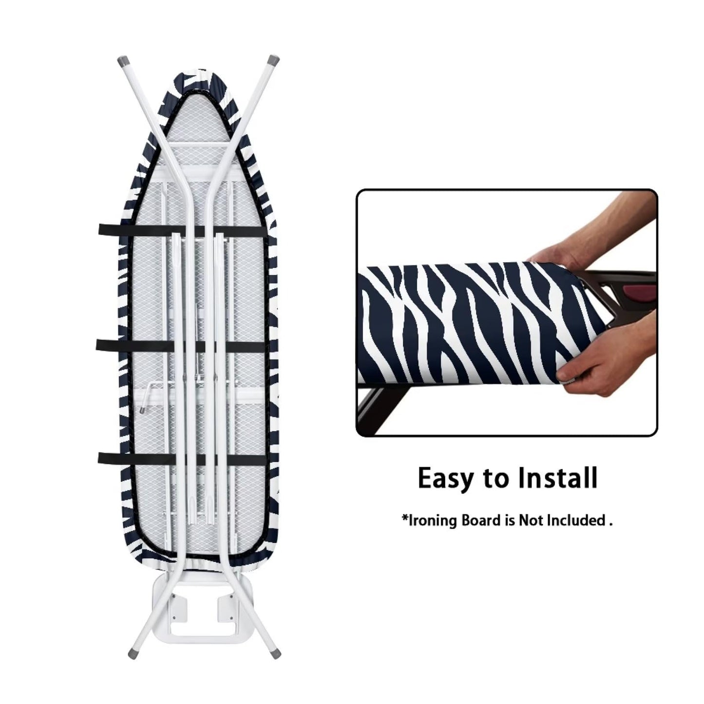 Suhoaziia Zebra Print Ironing Board Cover and Pad Extra Thick Padding 15x54 Inch Fits Standard Boards, Pads Resist Scorching and Staining, Elastic Edge Covers Fasteners